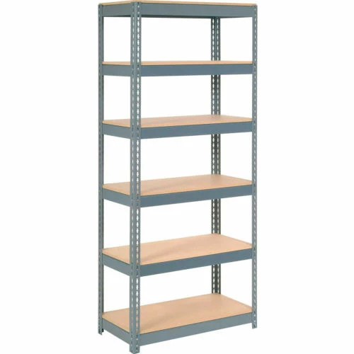 Global Industrial Extra Heavy-Duty Wood Deck Shelving, 6 Shelves, 36"W x 12"D x 84"H 1 Global Industrial Extra Heavy-Duty Wood Deck Shelving, 6 Shelves, 36"W x 12"D x 84"H