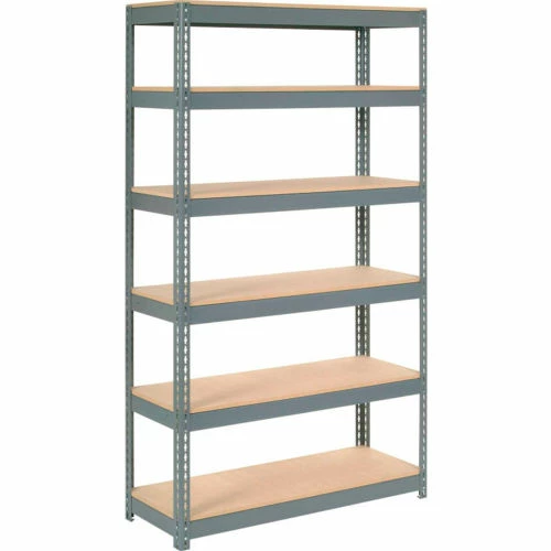 Global Industrial Extra Heavy Duty Shelving 48"W x 18"D x 72"H With 6 Shelves, Wood Deck, Gry 1 Global Industrial Extra Heavy Duty Shelving 48"W x 18"D x 72"H With 6 Shelves, Wood Deck, Gry