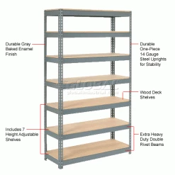 Global Industrial Extra Heavy Duty Shelving 48"W x 24"D x 84"H With 7 Shelves, Wood Deck, Gry 29 Global Industrial Extra Heavy Duty Shelving 48"W x 24"D x 84"H With 7 Shelves, Wood Deck, Gry -Shelving Sales Store 255518 1wco 1