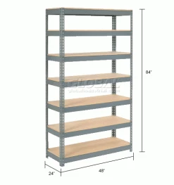 Global Industrial Extra Heavy Duty Shelving 48"W x 24"D x 84"H With 7 Shelves, Wood Deck, Gry 34 Global Industrial Extra Heavy Duty Shelving 48"W x 24"D x 84"H With 7 Shelves, Wood Deck, Gry -Shelving Sales Store 255519 dim