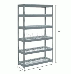 Global Industrial Extra Heavy Duty Shelving 48"W x 24"D x 84"H With 6 Shelves, Wire Deck, Gry 34 Global Industrial Extra Heavy Duty Shelving 48"W x 24"D x 84"H With 6 Shelves, Wire Deck, Gry -Shelving Sales Store 255537 dim
