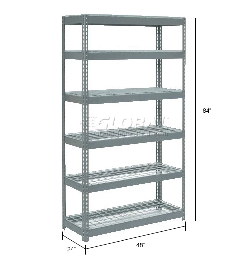 Global Industrial Extra Heavy Duty Shelving 48"W x 24"D x 84"H With 6 Shelves, Wire Deck, Gry 17 Global Industrial Extra Heavy Duty Shelving 48"W x 24"D x 84"H With 6 Shelves, Wire Deck, Gry - Image 17
