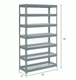 Global Industrial™ Extra Heavy Duty Shelving 48"W x 12"D x 84"H With 7 Shelves, Wire Deck, Gry -Shelving Sales Store 255541 dim