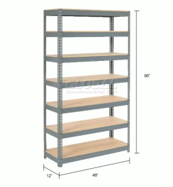 Global Industrial Extra Heavy Duty Shelving 48"W x 12"D x 96"H With 7 Shelves, Wood Deck, Gry 34 Global Industrial Extra Heavy Duty Shelving 48"W x 12"D x 96"H With 7 Shelves, Wood Deck, Gry -Shelving Sales Store 255589 dim