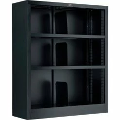 Interion By Global Industrial Interion® All Steel Bookcase 36" W x 12" D x 42" H Black 3 Openings -Shelving Sales Store 277440BK 03