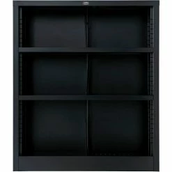 Interion By Global Industrial Interion® All Steel Bookcase 36" W x 12" D x 42" H Black 3 Openings -Shelving Sales Store 277440BK 05