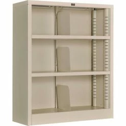 Interion By Global Industrial Interion® All Steel Bookcase 36" W x 12" D x 42" H Putty 3 Openings -Shelving Sales Store 277440PY 02