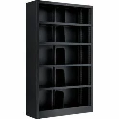 Interion By Global Industrial Interion® All Steel Bookcase 36" W x 12" D x 60" H Black 5 Openings -Shelving Sales Store 277441BK 03