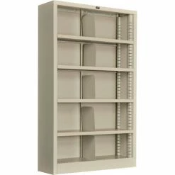 Interion By Global Industrial Interion® All Steel Bookcase 36" W x 12" D x 60" H Putty 5 Openings -Shelving Sales Store 277441PY 02