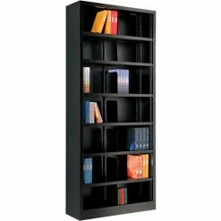 Interion By Global Industrial Interion® All Steel Bookcase 36" W x 12" D x 84" H Black 7 Openings