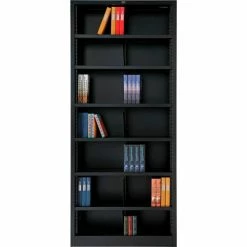 Interion By Global Industrial Interion® All Steel Bookcase 36" W x 12" D x 84" H Black 7 Openings -Shelving Sales Store 277442BK 02
