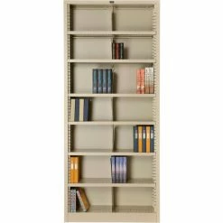 Interion By Global Industrial Interion® All Steel Bookcase 36" W x 12" D x 84" H Putty 7 Openings