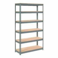 Global Industrial™ Extra Heavy Duty Shelving 48"W x 12"D x 96"H With 6 Shelves, Wood Deck, Gry