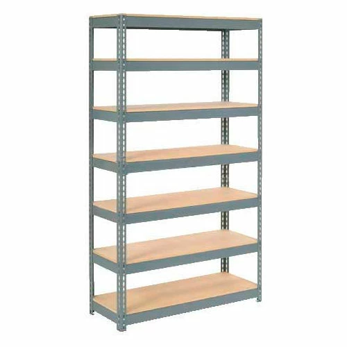 Global Industrial Extra Heavy Duty Shelving 48"W x 18"D x 96"H With 7 Shelves, Wood Deck, Gry 1 Global Industrial Extra Heavy Duty Shelving 48"W x 18"D x 96"H With 7 Shelves, Wood Deck, Gry