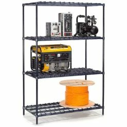 Nexel® Poly-Z-Brite®, 4 Tier, Heavy Duty, Wire Shelving Starter Unit, 48"W x 24"D x 74"H