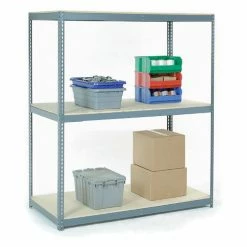 Global Industrial™ Wide Span Rack 48Wx48Dx96H, 3 Shelves Wood Deck 1200 Lb Cap. Per Level, Gray