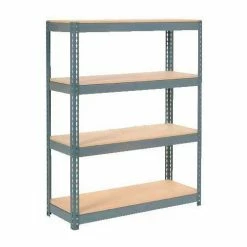 Global Industrial™ Extra Heavy Duty Shelving 48"W x 24"D x 60"H With 4 Shelves, Wood Deck, Gry