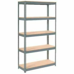Global Industrial™ Extra Heavy Duty Shelving 48"W x 24"D x 96"H With 5 Shelves, Wood Deck, Gry