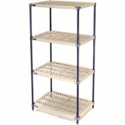 Nexel®, Nexelite®, 4 Tier, Vented Plastic Mat Shelving Unit, 36"W x 18"D x 63"H