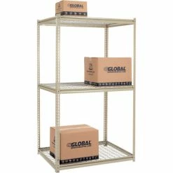 Global Industrial™ High Capacity Starter Rack 48x24x96:3 Levels Wire Deck 1500lb Per Shelf Tan