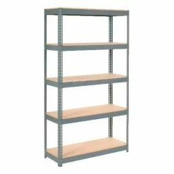 Global Industrial™ Extra Heavy Duty Shelving 48"W x 12"D x 72"H With 5 Shelves, Wood Deck, Gry