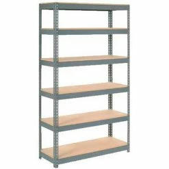 Global Industrial™ Extra Heavy Duty Shelving 48"W x 24"D x 72"H With 6 Shelves, Wood Deck, Gry