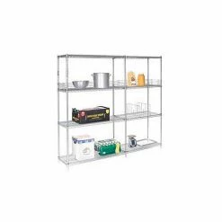 Nexel® Poly-Z-Brite®, 4 Tier, Wire Shelving Add-On Unit, 36"W x 14"D x 63"H