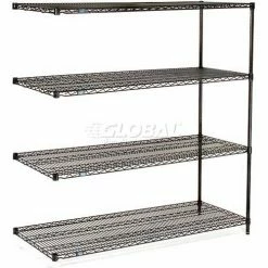Nexel® Black Epoxy, 4 Tier, Wire Shelving Add-On Unit, 54"W x 18"D x 86"H