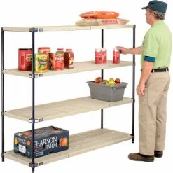 Nexel®, Nexelite®, 4 Tier, Vented Plastic Mat Shelving Unit, 60"W x 18"D x 54"H -Shelving Sales Store 331480N 02 1