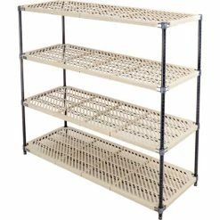 Nexel®, Nexelite®, 4 Tier, Vented Plastic Mat Shelving Unit, 60"W x 18"D x 54"H -Shelving Sales Store 331480N 03 1
