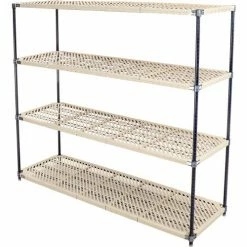 Nexel®, Nexelite®, 4 Tier, Vented Plastic Mat Shelving Unit, 72"W x 24"D x 63"H -Shelving Sales Store 331487N 03 2