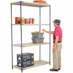 Nexel®, Nexelite®, 4 Tier, Vented Plastic Mat Shelving Unit, 54"W x 18"D x 86"H -Shelving Sales Store 331785N 02