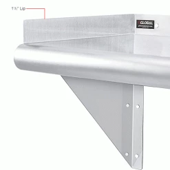 Global Industrial™ Wall Mount Shelf with 1-1/2" Lip 18 Gauge 430 Stainless Steel 36"W x 12"D -Shelving Sales Store 493627IN 3wco