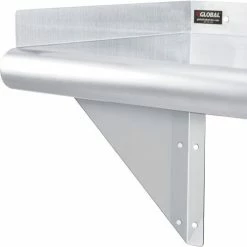 Global Industrial™ Wall Mount Shelf with 1-1/2" Lip 18 Gauge 430 Stainless Steel 36"W x 12"D -Shelving Sales Store 493627 02