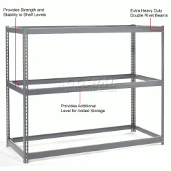 Global Industrial™ Additional Level For Wide Span Rack 48"Wx24"D No Deck 1200 Lb Capacity, Gray -Shelving Sales Store 502400 2wco