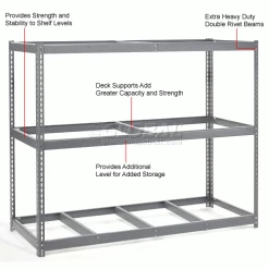 Global Industrial Additional Level For Wide Span Rack 96x48 No Deck 800 Lb Capacity - Gray -Shelving Sales Store 502437 2wco