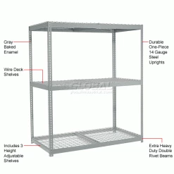 Global Industrial Wide Span Rack 96"W x 36"D x 60"H With 3 Shelves Wire Deck 800 Lb Capacity Per Level - Gray -Shelving Sales Store 502469 1wco 7