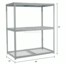 Global Industrial Wide Span Rack 96"W x 36"D x 60"H With 3 Shelves Wire Deck 800 Lb Capacity Per Level - Gray -Shelving Sales Store 502809 dim