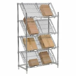 Nexel® Chrome, 4 Tier, Slant Wire Shelving, Starter Unit, 48"W x 24"D x 63"H -Shelving Sales Store 504100 11