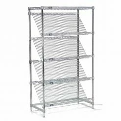 Nexel® Chrome, 5 Tier, Slant Wire Shelving, Starter Unit, 48"W x 18"D x 54"H