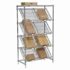 Nexel® Chrome, 5 Tier, Slant Wire Shelving, Starter Unit, 36"W x 24"D x 54"H -Shelving Sales Store 504124 11 3