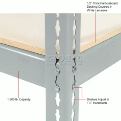 Global Industrial™ Wide Span Rack 60x24x84 3 Shelves Deck 1200 lb. Cap Per Level Gray -Shelving Sales Store 504203GY 4wco 4