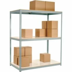 Global Industrial Wide Span Rack 72Wx48Dx84H, 3 Shelves Laminated Deck 900 lb. Per Level, Gray