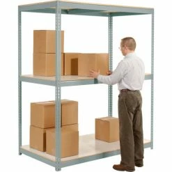 Global Industrial™ Wide Span Rack 72x24x96, 3 Shelves Deck 900 Lb. Cap Per Level, Gray -Shelving Sales Store 504219GY 05 2