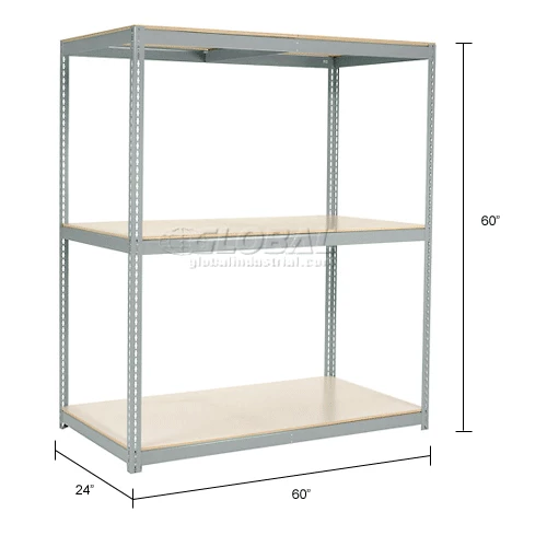 Global Industrial Wide Span Rack 60Wx24Dx60H, 3 Shelves Laminated Deck 1200 Lb Per Level, Gray 24 Global Industrial Wide Span Rack 60Wx24Dx60H, 3 Shelves Laminated Deck 1200 Lb Per Level, Gray - Image 24