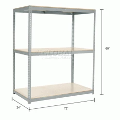 Global Industrial™ Wide Span Rack 72x24x60, 3 Shelves Deck 900 Lb. Cap Per Level, Gray -Shelving Sales Store 504613GY dim