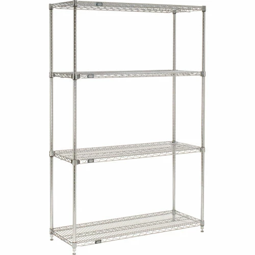 Nexel® Chrome, 4 Tier, Quick Adjust, Wire Shelving Starter Unit, 60"W x 24"D x 74"H 1 Nexel® Chrome, 4 Tier, Quick Adjust, Wire Shelving Starter Unit, 60"W x 24"D x 74"H