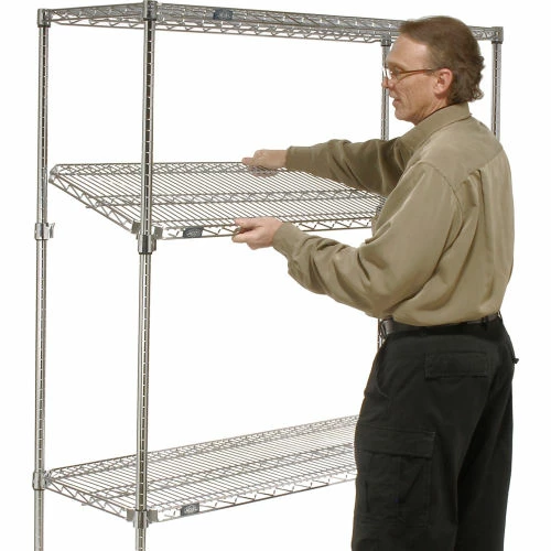 Nexel® Chrome, 4 Tier, Quick Adjust, Wire Shelving Starter Unit, 60"W x 24"D x 74"H 3 Nexel® Chrome, 4 Tier, Quick Adjust, Wire Shelving Starter Unit, 60"W x 24"D x 74"H - Image 3