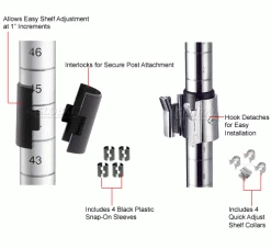 Nexel® E-Z Adjust Shelf 72x24 with Clips & 4 Hooks -Shelving Sales Store 580599 3wco 6