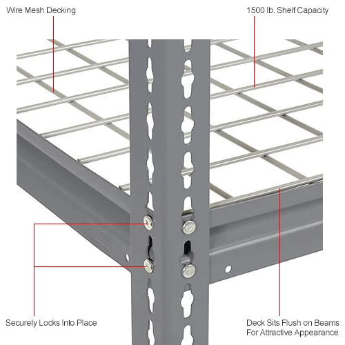 Global Industrial High Cap. Starter Rack 48Wx48Dx84H 3 Levels Wire Deck 1500lb Per Shelf GRY 14 Global Industrial High Cap. Starter Rack 48Wx48Dx84H 3 Levels Wire Deck 1500lb Per Shelf GRY - Image 14
